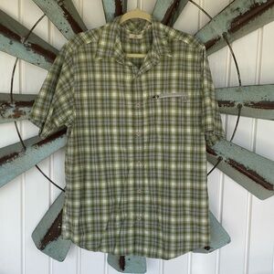 Ascend Men's Short Sleeve Plaid Button-Up Shirt Size Large